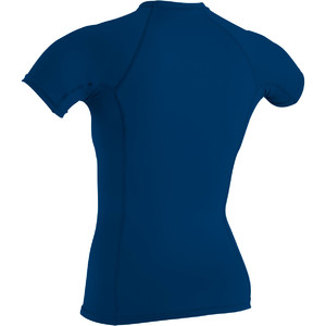 O'Neill Ladies Basic Skins Short Sleeve Crew Rash Vest DEEP SEA 3548
