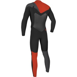 O'Neill Youth Superfreak 4/3mm Chest Zip Wetsuit BLACK / RED / SMOKE 4775