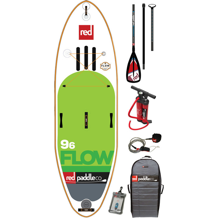 Red Paddle Co 9'6 Flow Inflatable Stand Up Paddle Board + Bag, Pump, Paddle & LEASH