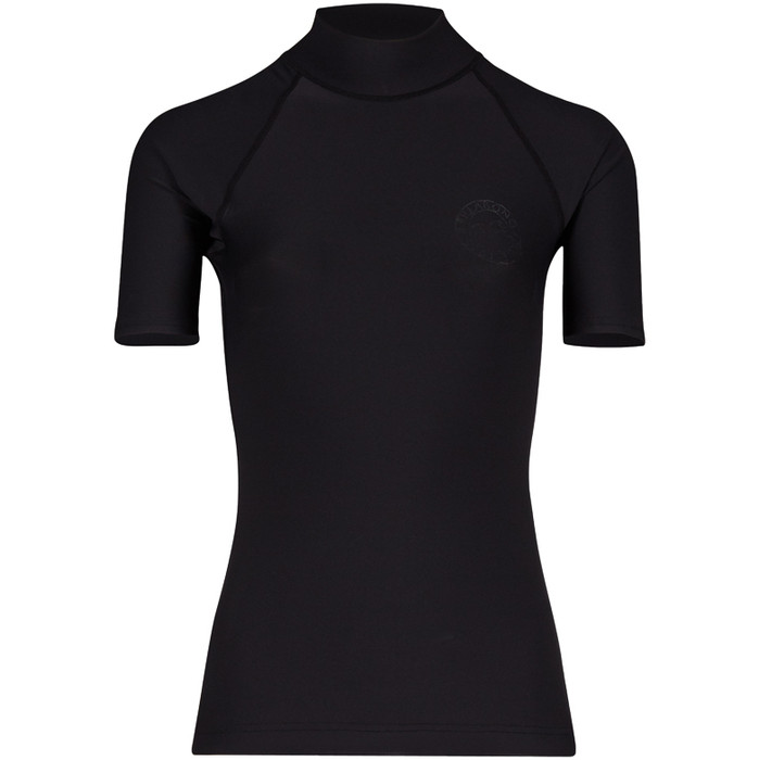 Billabong Womens Logo Colour Short Sleeve Rash Vest BLACK PEBBLE H4GY07