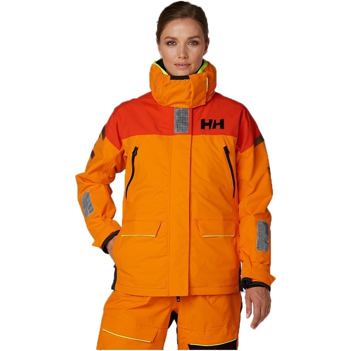 Helly Tech Performance Helly Hansen Womens Skagen Offshore Sailing Yacht Coat Jacket Blaze Orange Quick Dry