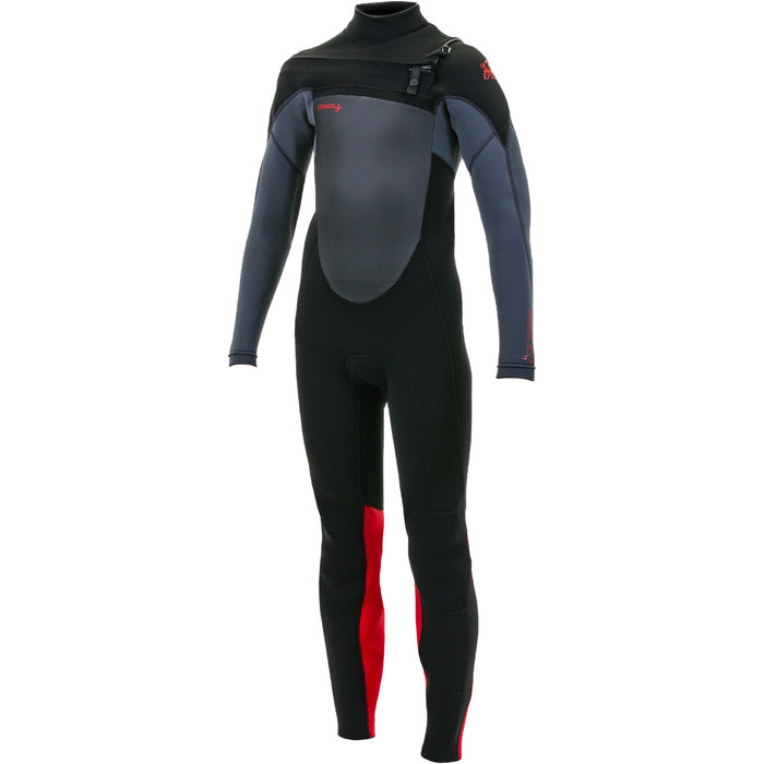 2020 O'Neill Youth Epic 4/3mm Chest Zip GBS Wetsuit Black / Graphite / Red 5358