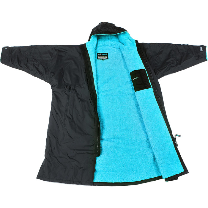 2021 Dryrobe Advance Long Sleeve Premium Waterproof Changing Robe / Poncho DR104 - Black / Blue