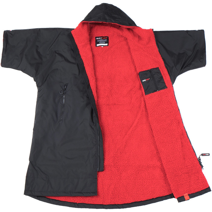2021 Dryrobe Advance Short Sleeve Premium Outdoor Change Robe / Poncho DR100 - Black / Red