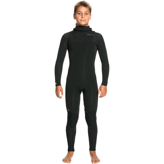 2021 Quiksilver Boys Sessions 4/3mm Chest Zip Hooded Wetsuit EQBW203005 - Black