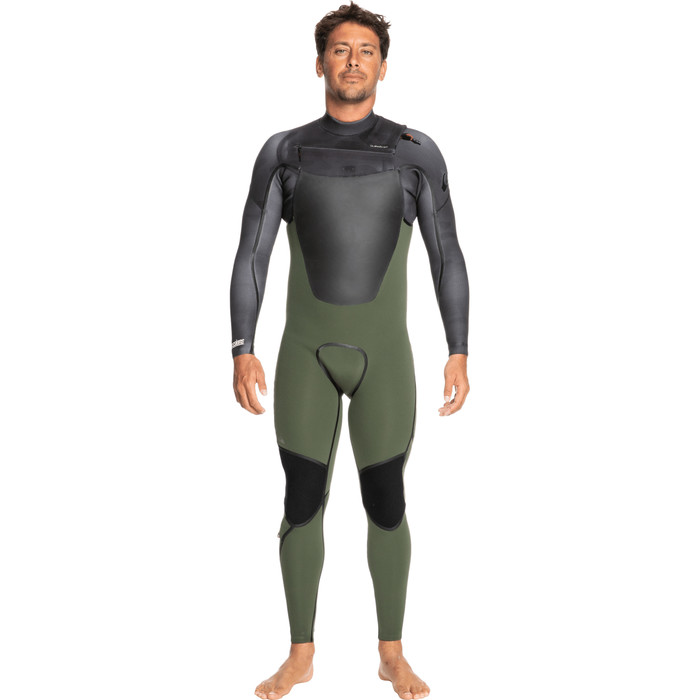 2022 Quiksilver Mens Marathon Sessions 4/3mm Chest Zip GBS Wetsuit EQYW103116 - Thyme / Black