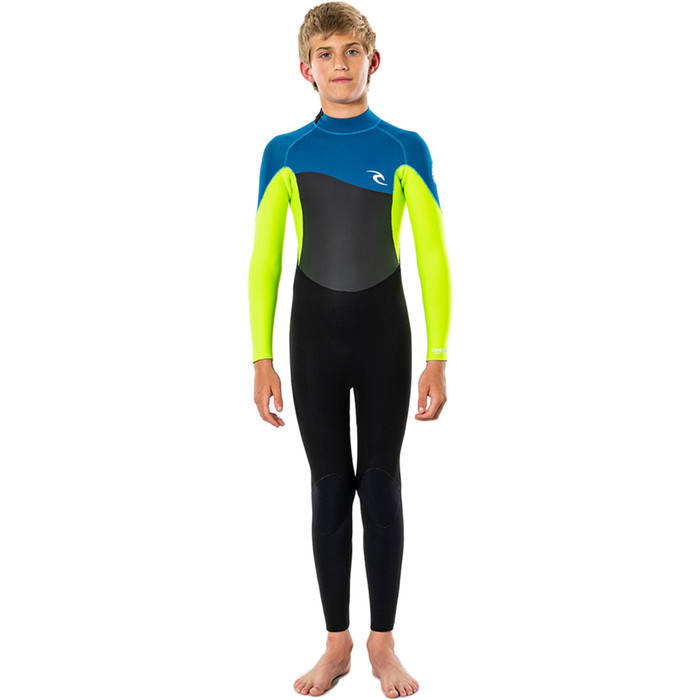 2021 Rip Curl Junior Omega 4/3mm GBS Back Zip Wetsuit WSM9RB - Neon Lime