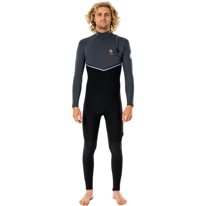 2022 Rip Curl Mens Flashbomb Search 4/3mm Zip Free Wetsuit WSM9BF - Charcoal