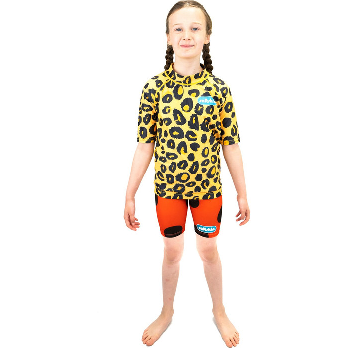 2021 Saltskin Junior Short Sleeve Rash Vest STSKNLEOPD04 - Leopard