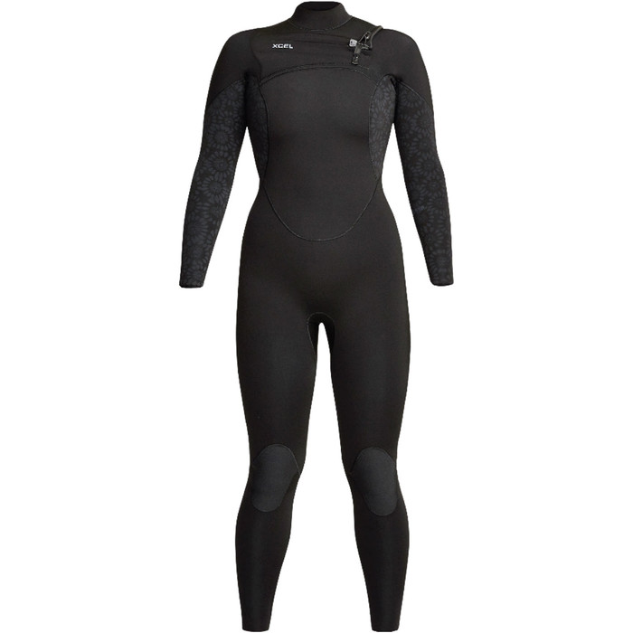 2021 Xcel Womens Comp 4/3mm Chest Zip Wetsuit WN43ZXC0 - Black / Flower