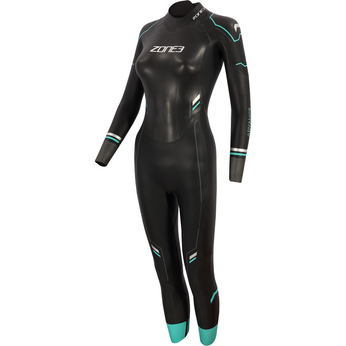 2024 Zone3 Womens Advance Swim Wetsuit WS21WADV - Black / Turquoise