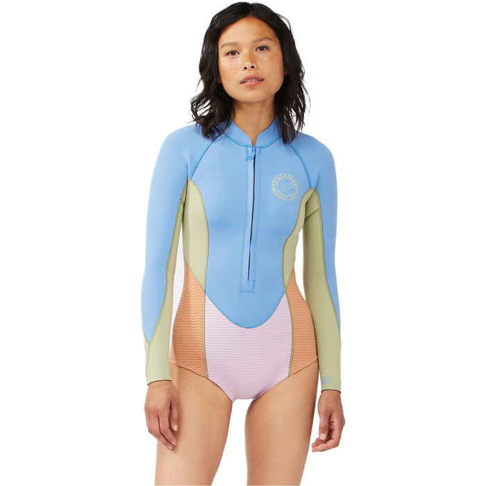 2022 Billabong Womens Salty Dayz 2mm Long Sleeve Spring Shorty Wetsuit C42G53 - Surfside Multi