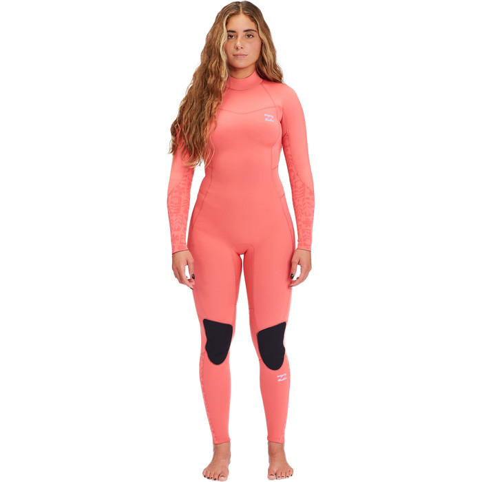 2022 Billabong Womens Synergy 4/3mm Back Zip Wetsuit F44F38 - Vintage Coral