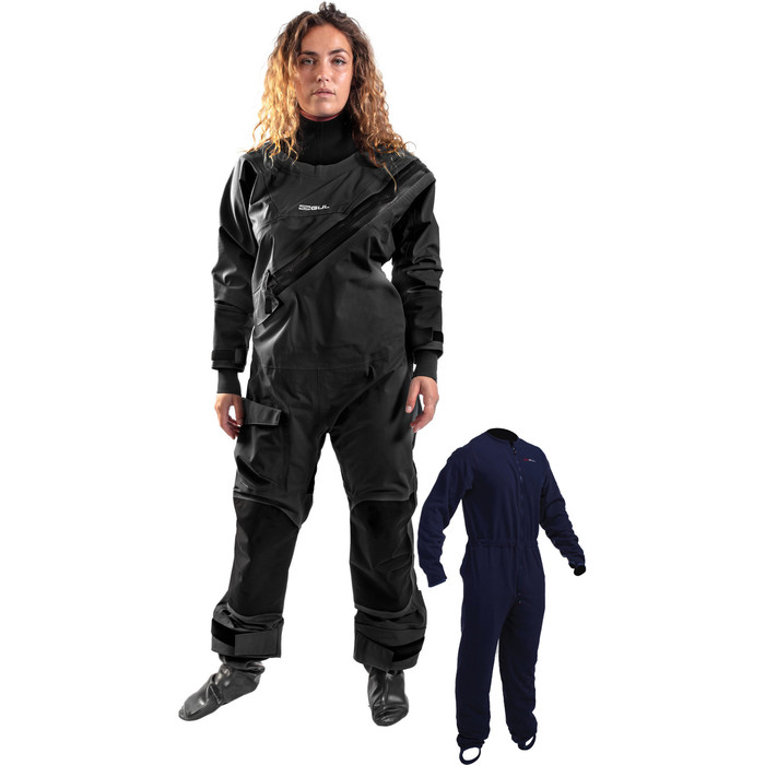 2022 Gul Womens Dartmouth Eclip Zip Drysuit & Underfleece GM0383-B9 - Black