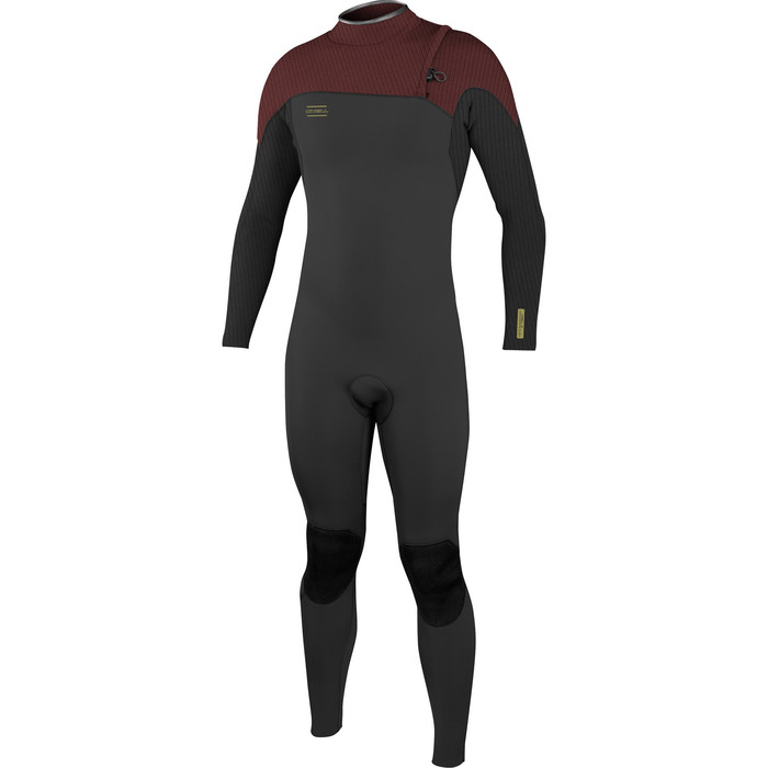 2022 O'Neill Mens Hyperfreak Comp 3/2mm Zipless Wetsuit 4970 - Black / Bloodshot