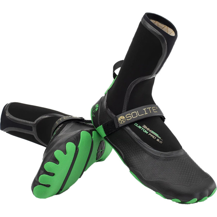 2022 Solite Custom Pro 2.0 3mm Wetsuit Boot 21001 - Green / Black