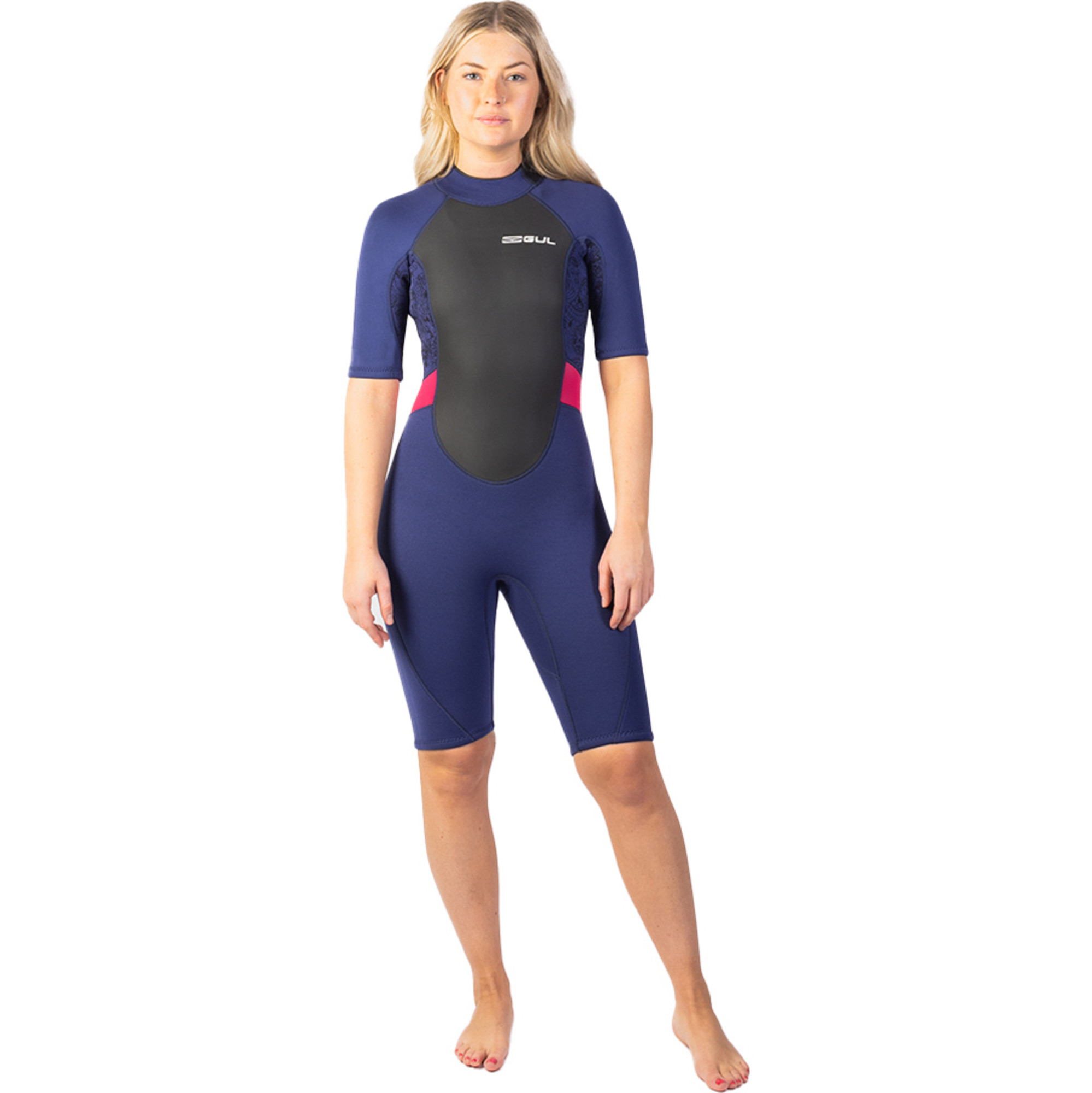 2024 Gul Womens Response 3/2mm Back Zip Shorty Wetsuit RE3318-C1 - Navy ...