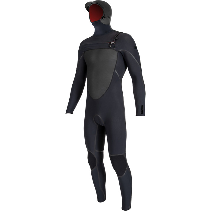 2024 O'Neill Mens Psycho Tech 6/4mm Chest Zip Hooded Wetsuit 5545 - Black