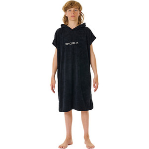 2024 Rip Curl Junior Brand Hooded Towel Changing Robe / Poncho 007BTO - Black / Grey
