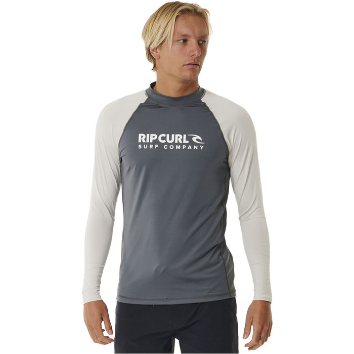 2024 Rip Curl Mens Shock UV Long Sleeve Rash Vest 146MRV - Dark Grey ...