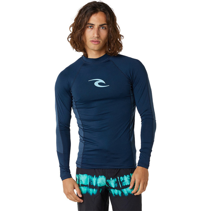 2024 Rip Curl Mens Waves UPF Performance Long Sleeve Rash Vest 141MRV -  Dark Navy