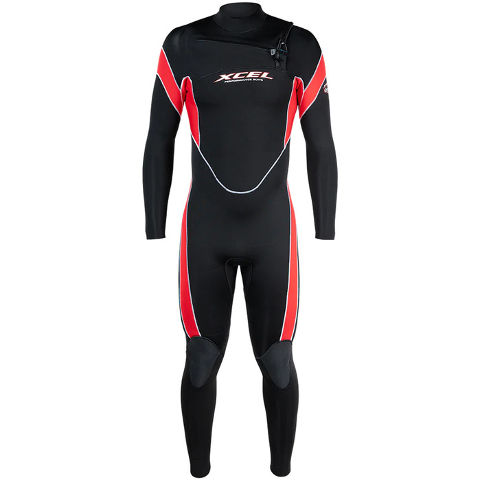 2024 Xcel Mens Infiniti Solution 3/2mm Chest Zip Wetsuit MN320ZA2B - Black / Red