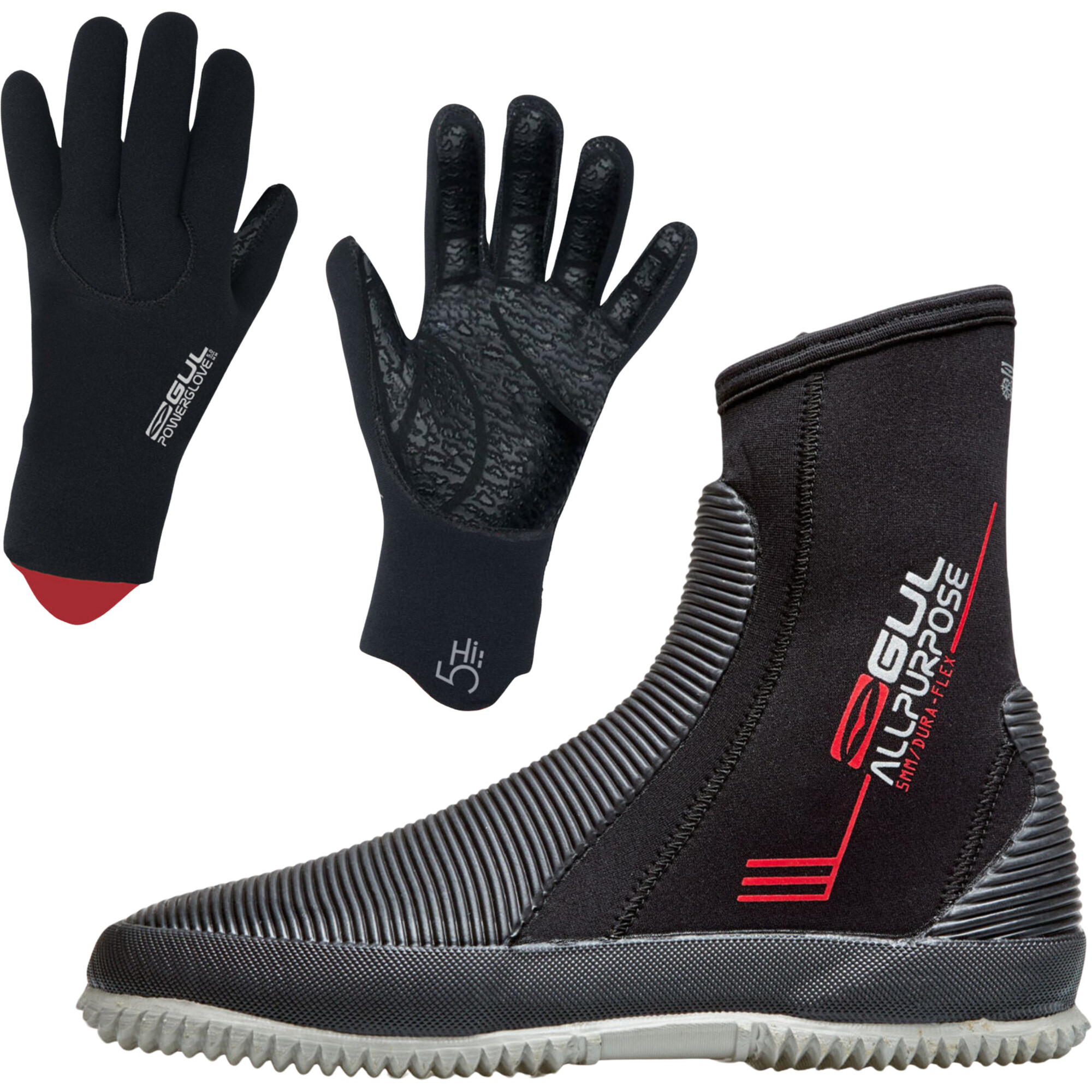 Stivali In Neoprene GUL 5mm Unisex, Neri, Per Surf, Immersioni E