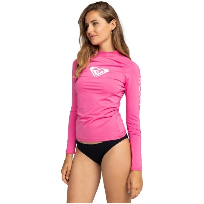 2024 Roxy Womens Wholehearted Long Sleeve Rash Vest ERJWR03547 - Shocking Pink