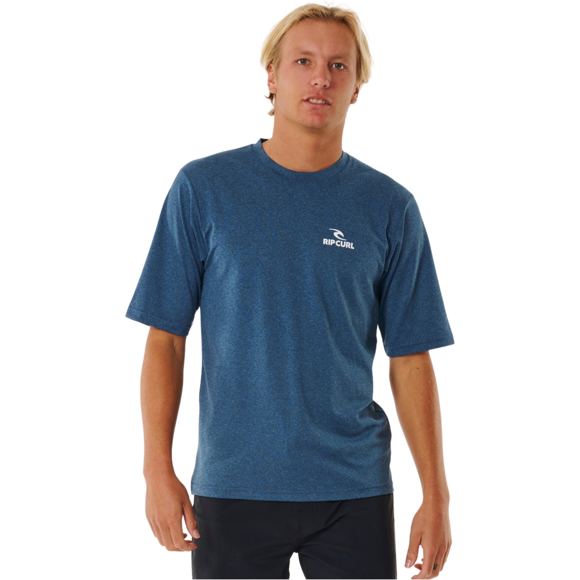 2025 Rip Curl Mens Stack UPF Short Sleeve Rash Vest 144MRV - Navy Marle ...