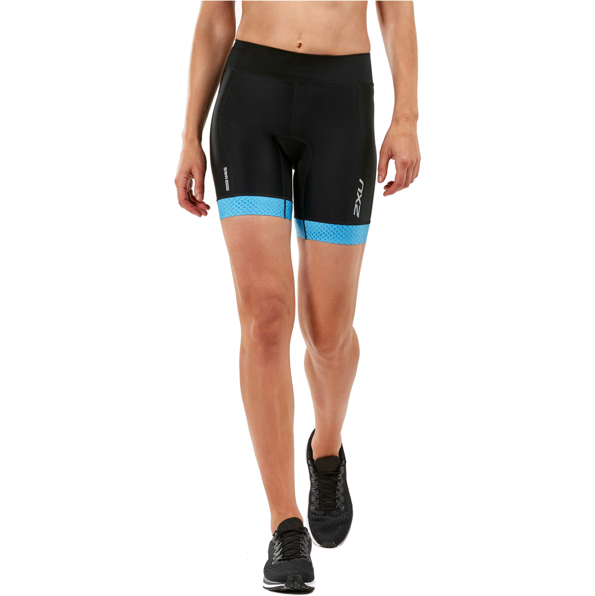 2019 2XU Womens Perform 7 Tri Shorts Black / Aquarius Mesh WT5539b