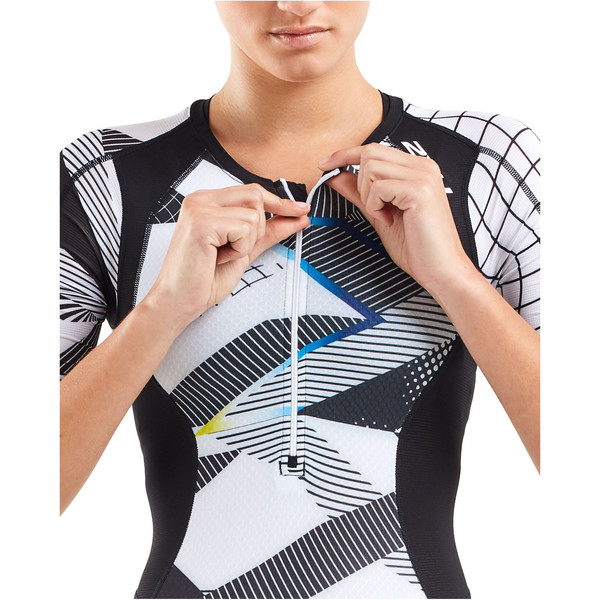2021 2XU Womens Compression Short Sleeve Trisuit WT5521D Black / Chroma WT5521D Wetsuit Outlet