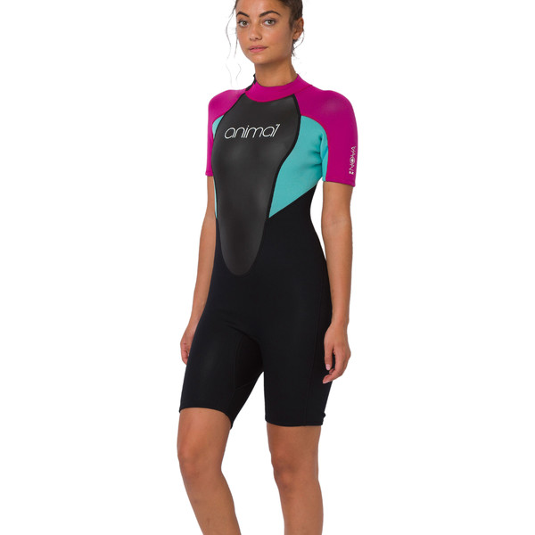 2020 Animal Womens Nova 3/2mm Back Zip Shorty Wetsuit AW0SS303 Black Wetsuits Wetsuit Outlet