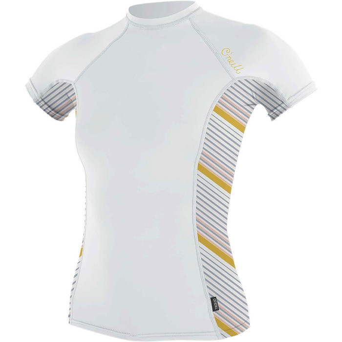 2020 O'Neill Womens Side Print Short Sleeve Rash Vest 5405S - White / Mika