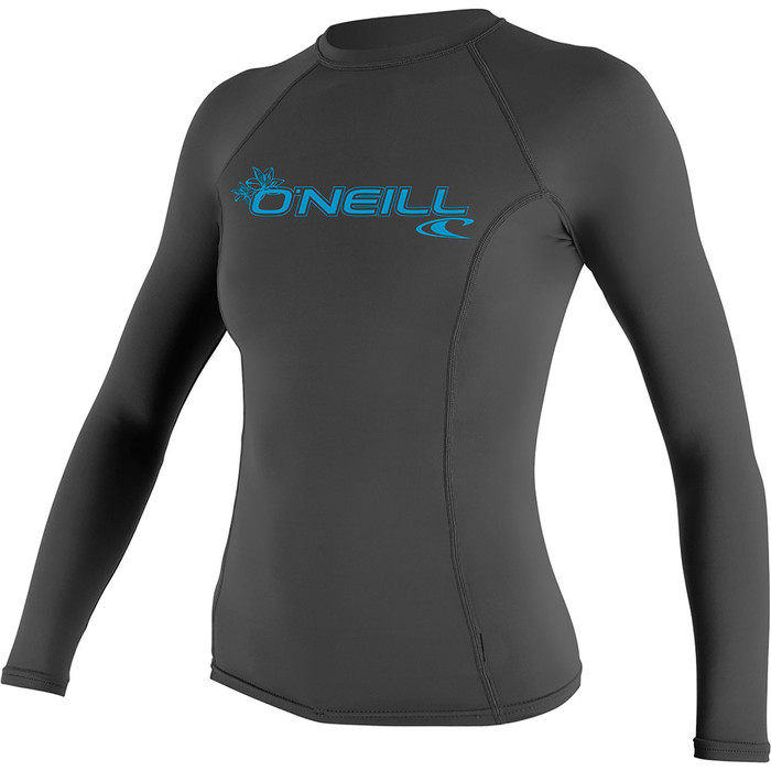 2019 O'Neill Womens Basic Skins Long Sleeve Crew Rash Vest Graphite 3549