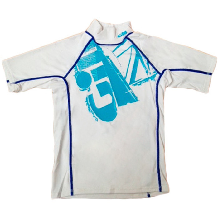 Gill Junior Printed Short Sleeved Rash Vest White/Blue 4410J