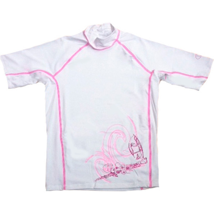 Gill Respect The Elements Printed Junior Short Sleeve Rash Vest in WHITE/PINK 4410J
