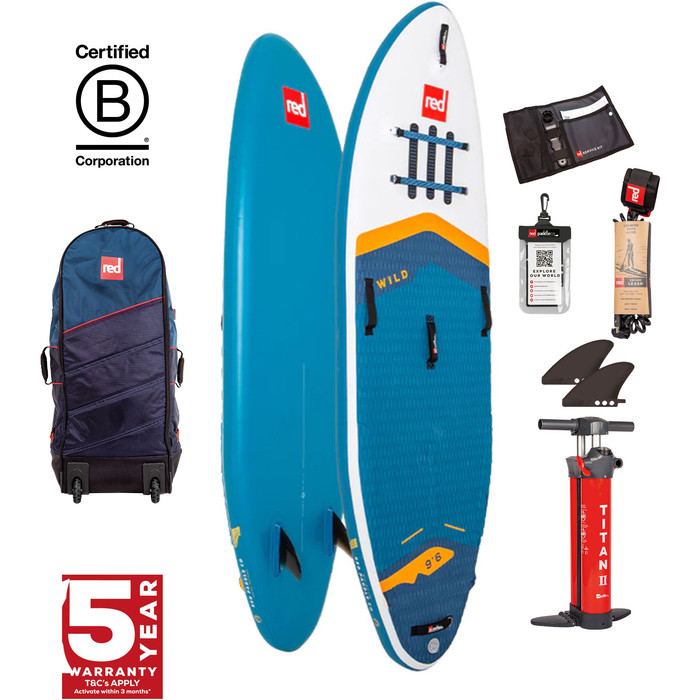 2024 Red Paddle Co 9'6'' Wild MSL Stand Up Paddle Board, Bag & Pump 001-001-005-0057 - Blue