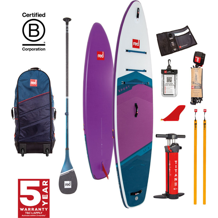2024 Red Paddle Co 11'3'' Sport MSL Stand Up Paddle Board, Bag, Pump & Prime Lightweight Paddle 001-001-002-0061 - Purple