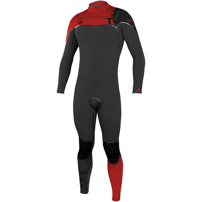 2020 O'Neill Youth Psycho One 4/3mm Chest Zip Wetsuit Oil / Red / Jet Camo 4968