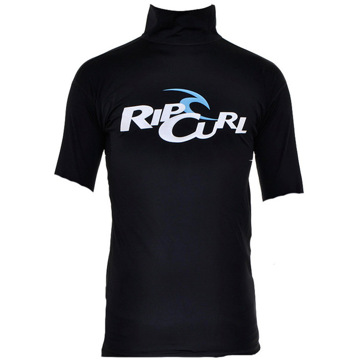 Rip Curl Classic MID COLLAR Short Sleeve Rash Vest Black W9603