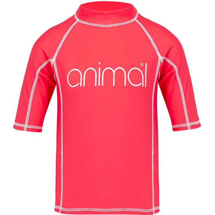 Animal Junior Girls Molli Short Sleeve Rash Vest Petunia Pink CL8SN815