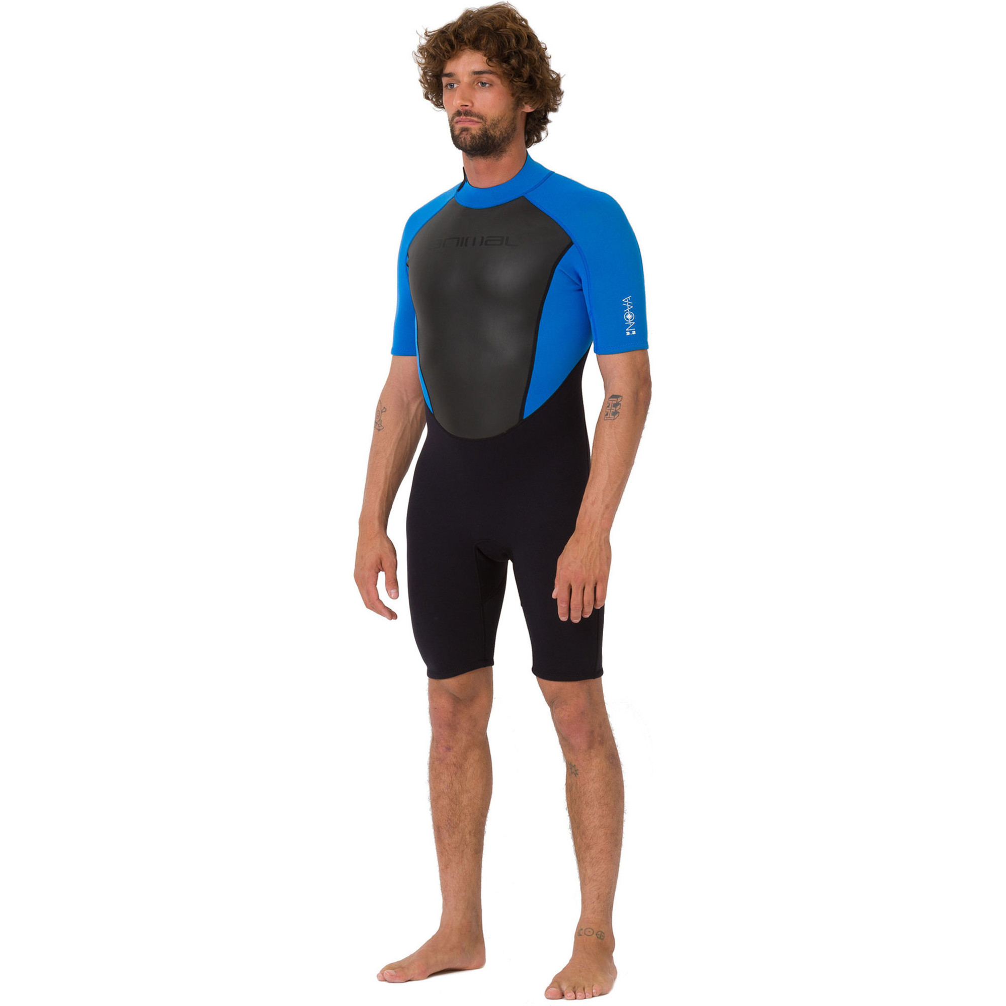 2019 Animal Mens Nova 3/2mm Flatlock Shorty Wetsuit Black AW9SQ009