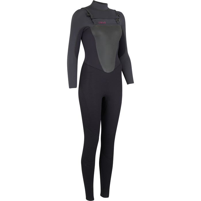 2019 Animal Womens Lava 4/3mm GBS Chest Zip Wetsuit Black AW9SQ300