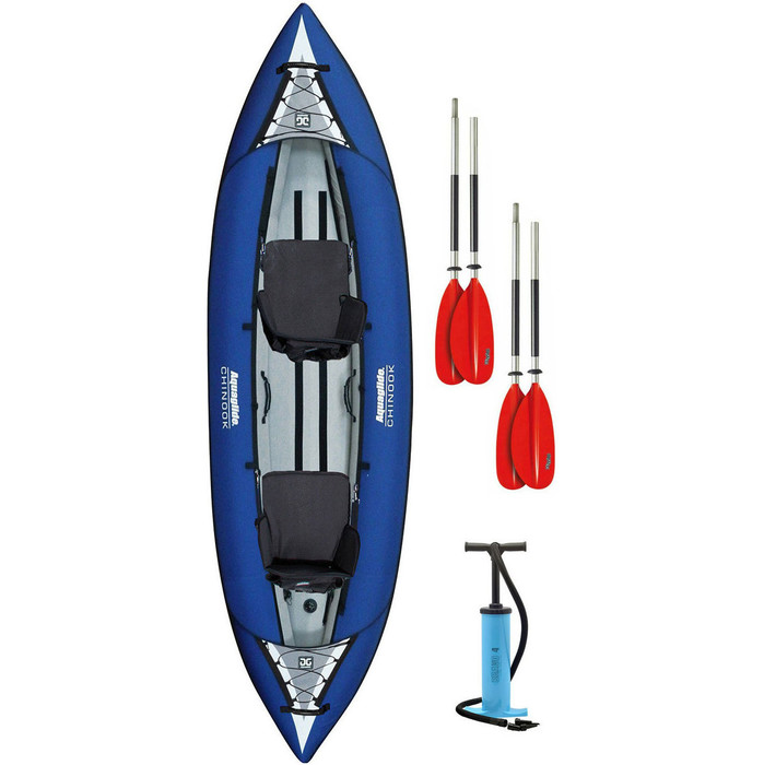 2024 Aquaglide Chinook 2 Man Inflatable Kayak BLUE + 2 FREE PADDLES + Pump