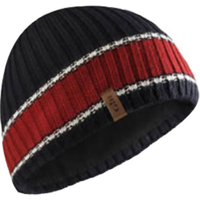 Gill Band Stripe Beanie in Navy/Red / White HT34
