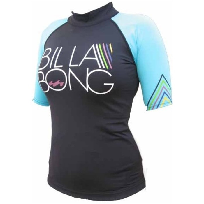Billabong Ladies Basic Rash vest in Black/Sea Blue G4GY15