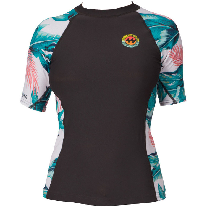 Billabong Ladies Surf Capsule Short Sleeve Rash Vest in Black Sands W4GY06