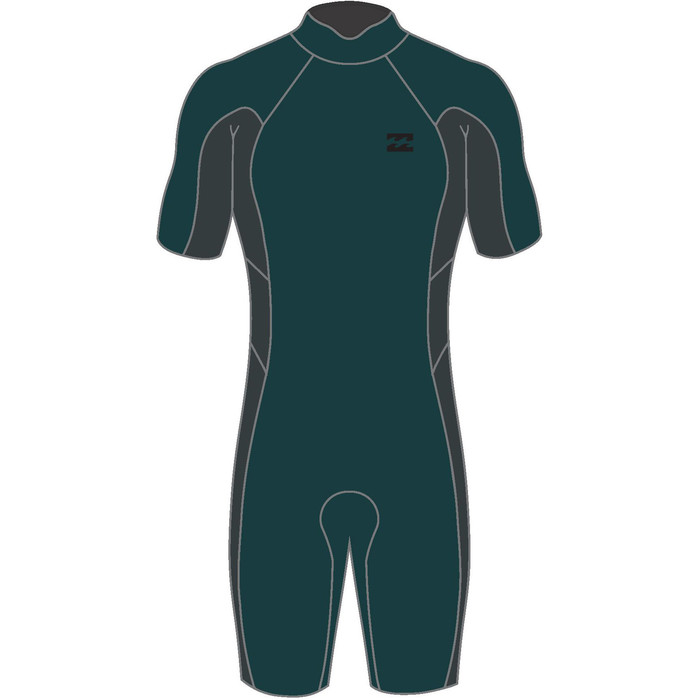 2021 Billabong Mens Absolute 2mm Back Zip Shorty Wetsuit W42M72 - Turquoise / Black