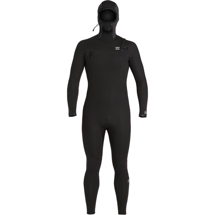 2021 Billabong Mens Absolute 5/4mm Chest Zip Hooded Wetsuit U45M59 - Black
