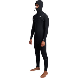 2019 Billabong Mens Furnace Comp 4/3mm Hooded Chest Zip Wetsuit Black Q44M04